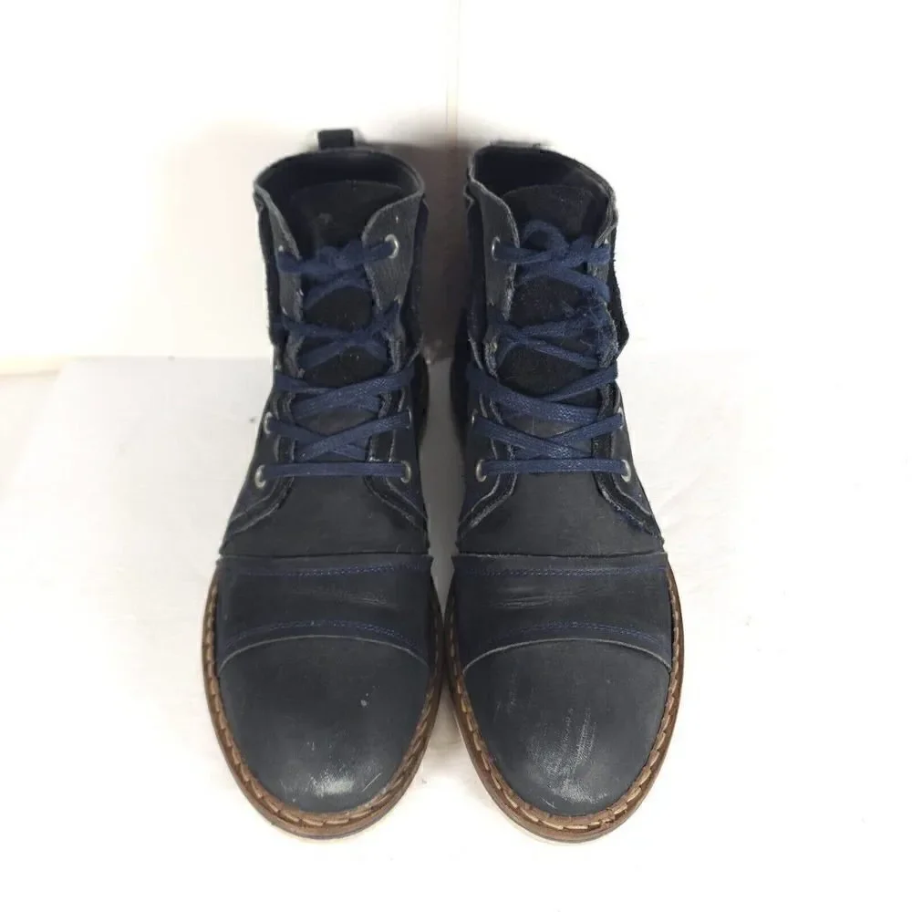 Freebird Men's Fisk US12 Blue Navy Leather Lace-Up Ankle Chukka Boots